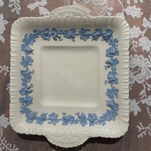 Wedgwood Embossed Queens Ware Lavender Cream Grape Vine Square Cake Platter 3258